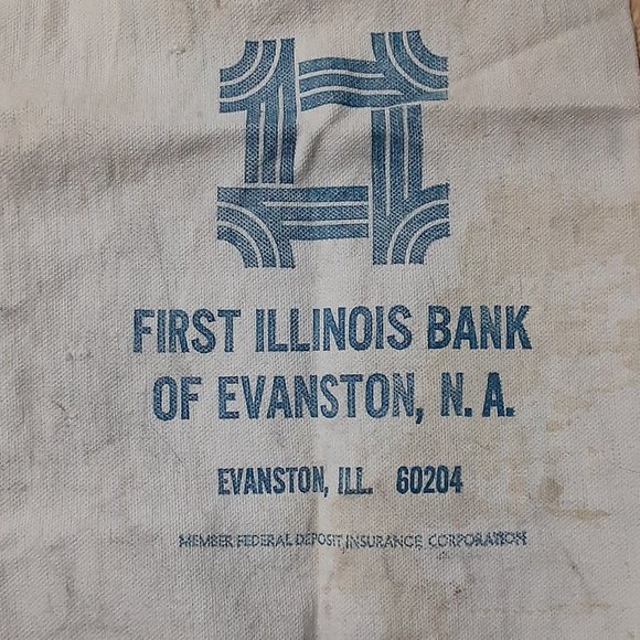 Two Vintage Bank Bags * Illinois * Indianapolis * Canvas Money Bags * Gift Bags - Picture 6 of 6